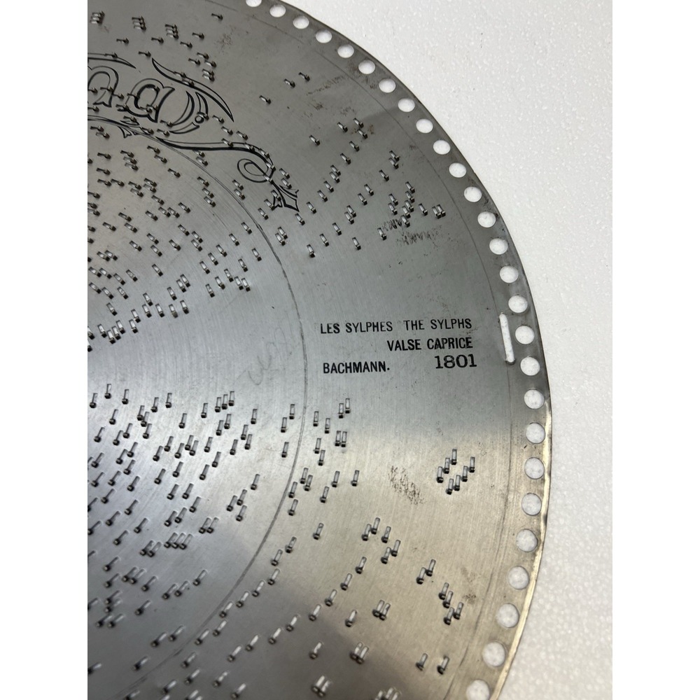 REGINA MUSIC BOX DISC 15 1/2" Les Sylphes VALSE CAPRICE metal antique vintage - Picture 7 of 8